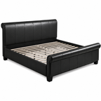 Black Upholstered Sleigh Bed Frame