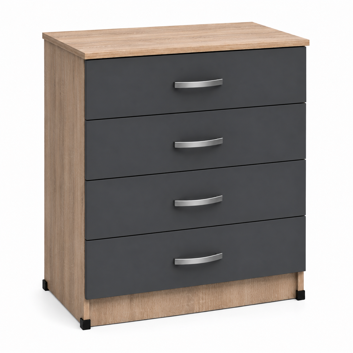 Modern 4 Drawer Chest Cabinet With Oak Effect Top