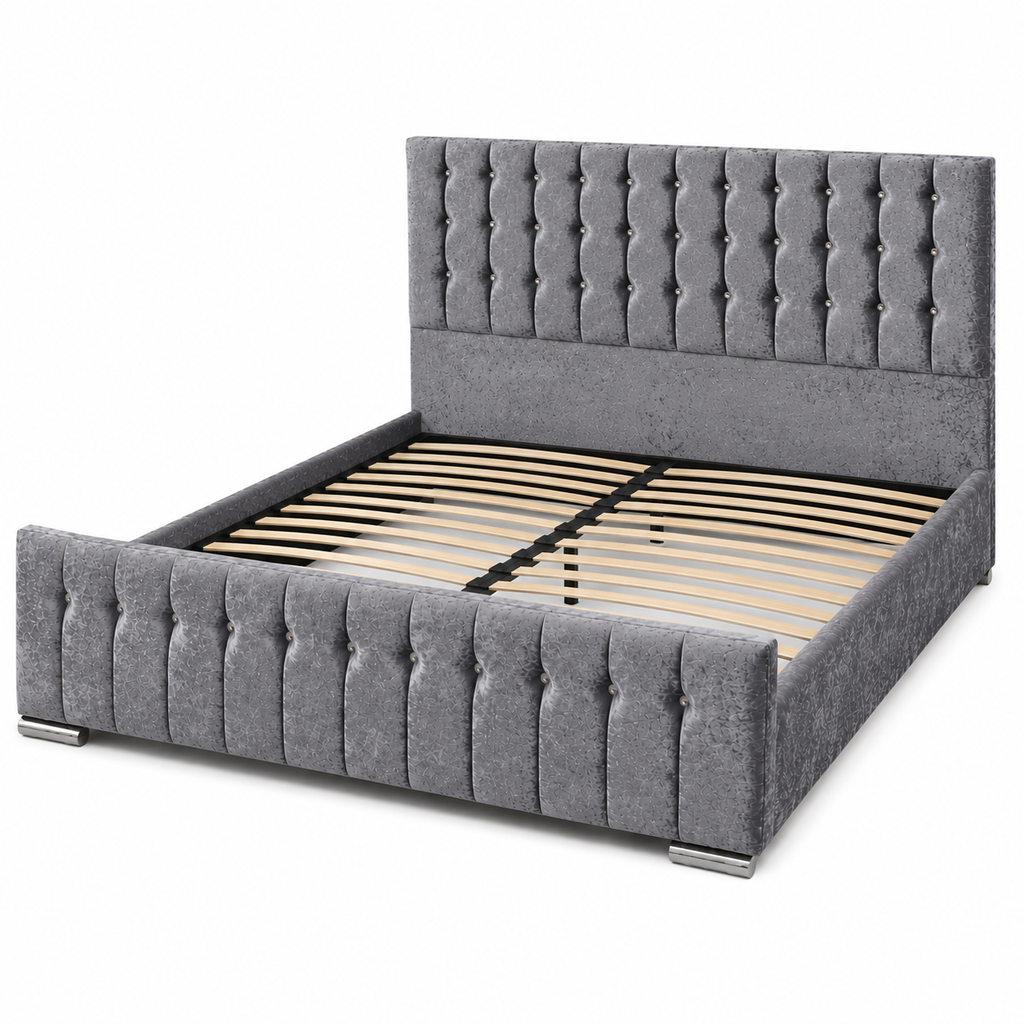 Tufted Velvet Platform Bed Frame
