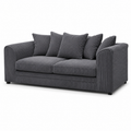 Gray sofa with cushions on a white background