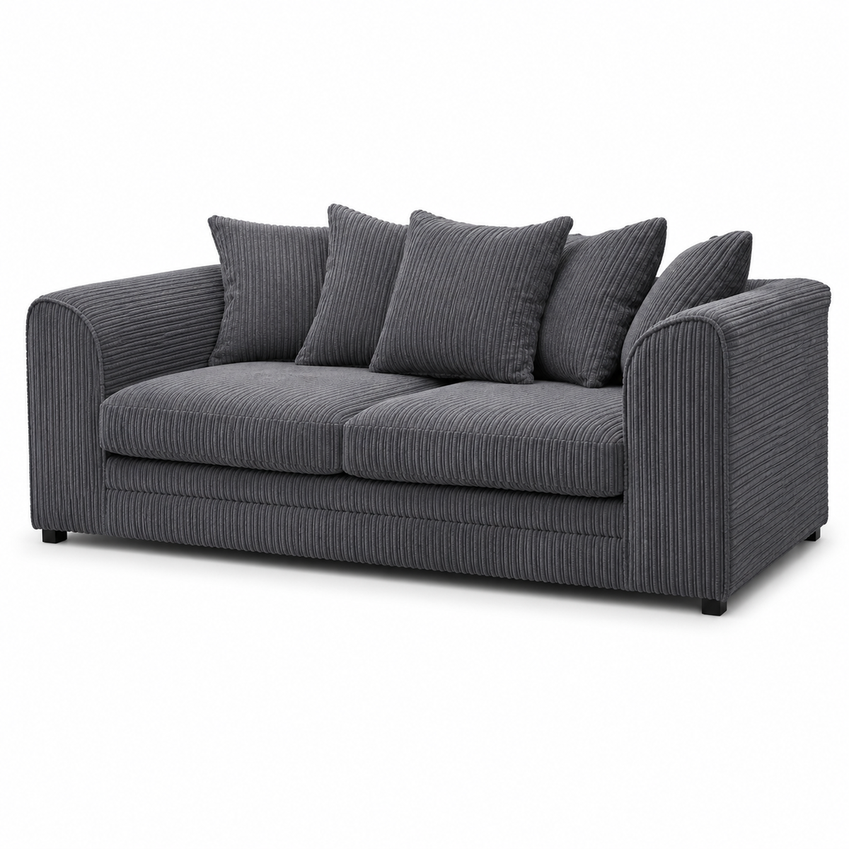 Corduroy 3-Seater Sofa With Plush Cushions