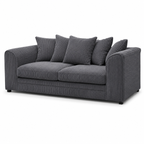 Gray sofa with cushions on a white background