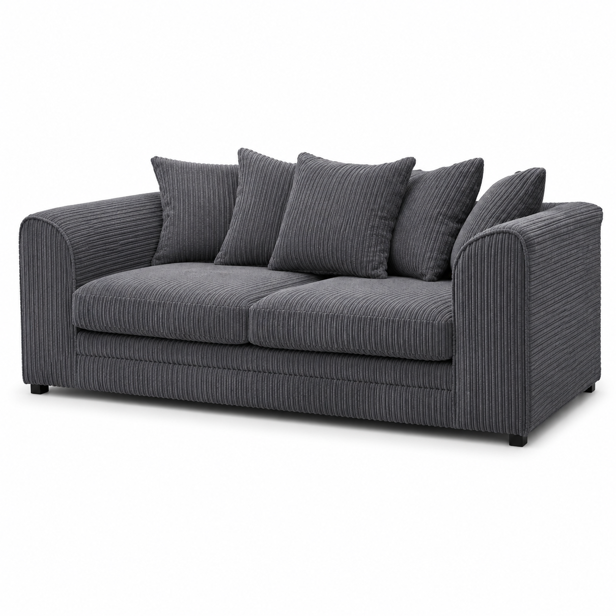 Corduroy 3-Seater Sofa With Plush Cushions