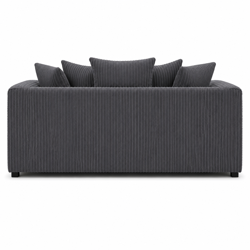 Grey Corduroy 3 Seater Sofa with Plush Cushions
