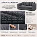 Corduroy 3-Seater Sofa With Plush Cushions