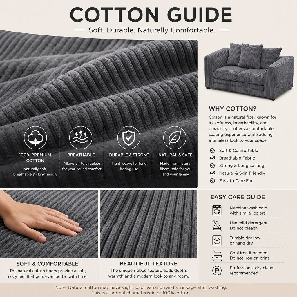 Corduroy Loveseat Sofa With Plush Cushions