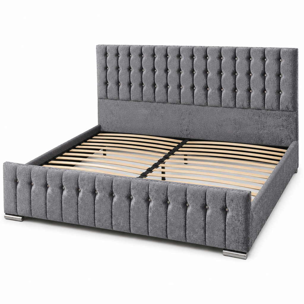Tufted Velvet Platform Bed Frame