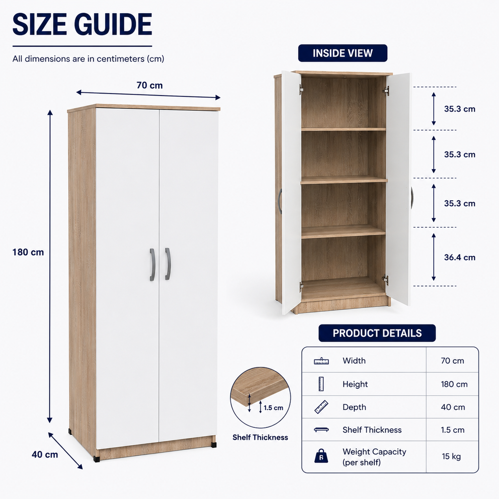 Modern 2 Door Wardrobe Cabinet