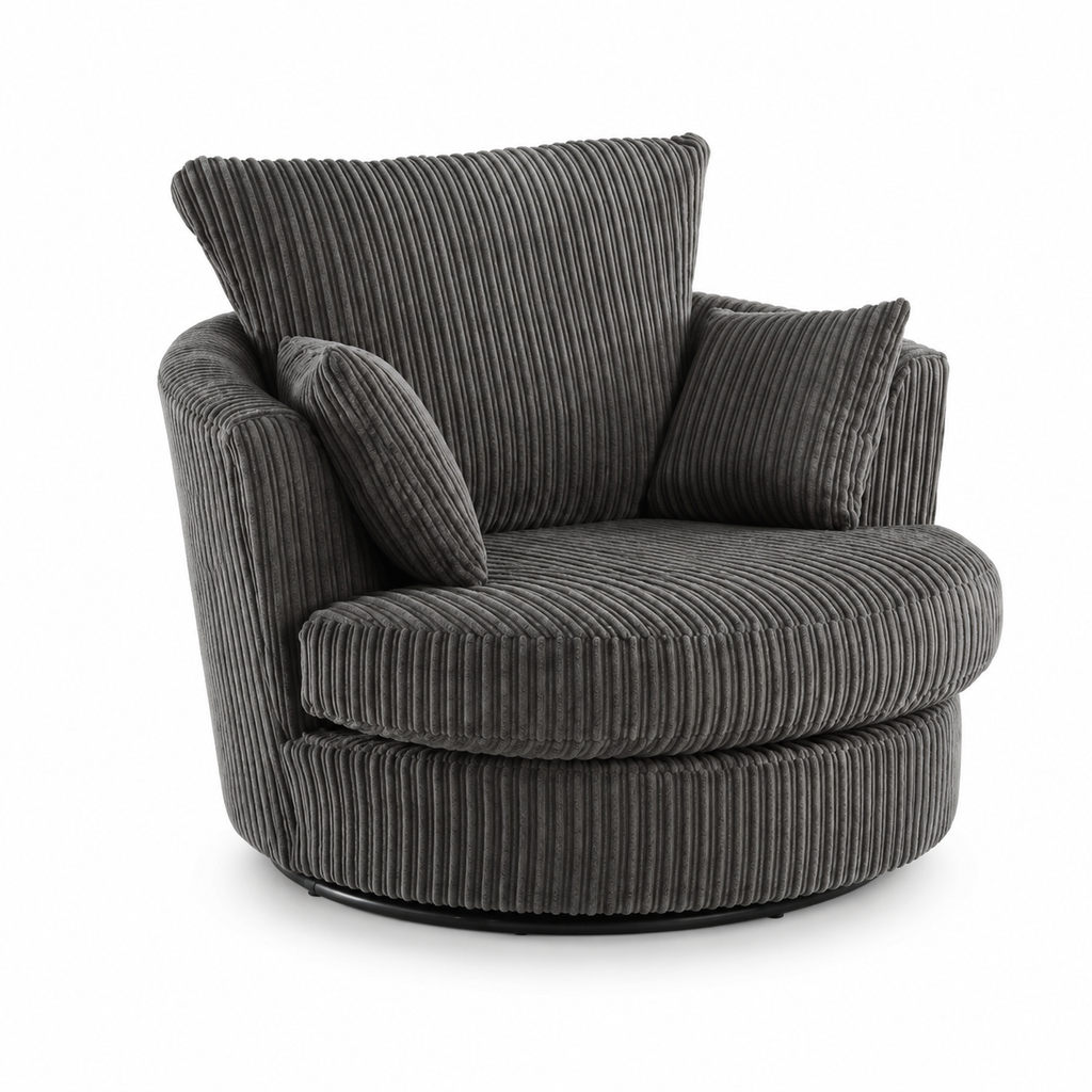 Modern Corduroy Swivel Accent Chair With Cushions
