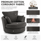 Modern Corduroy Swivel Accent Chair With Cushions