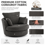 Modern Corduroy Swivel Accent Chair With Cushions