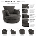 Modern Corduroy Swivel Accent Chair With Cushions
