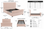 Cream Velvet Rolled Footboard Platform Bed