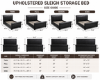 Black Upholstered Sleigh Bed Frame