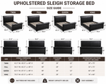 Black Upholstered Sleigh Bed Frame With Panel Headboard