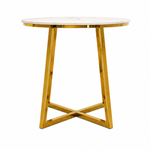 Round Dining Table With Marble Effect Top and Gold Base