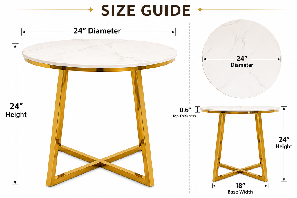 Round table with dimensions labeled on a white background