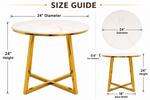 Round Dining Table With Marble Effect Top and Gold Base