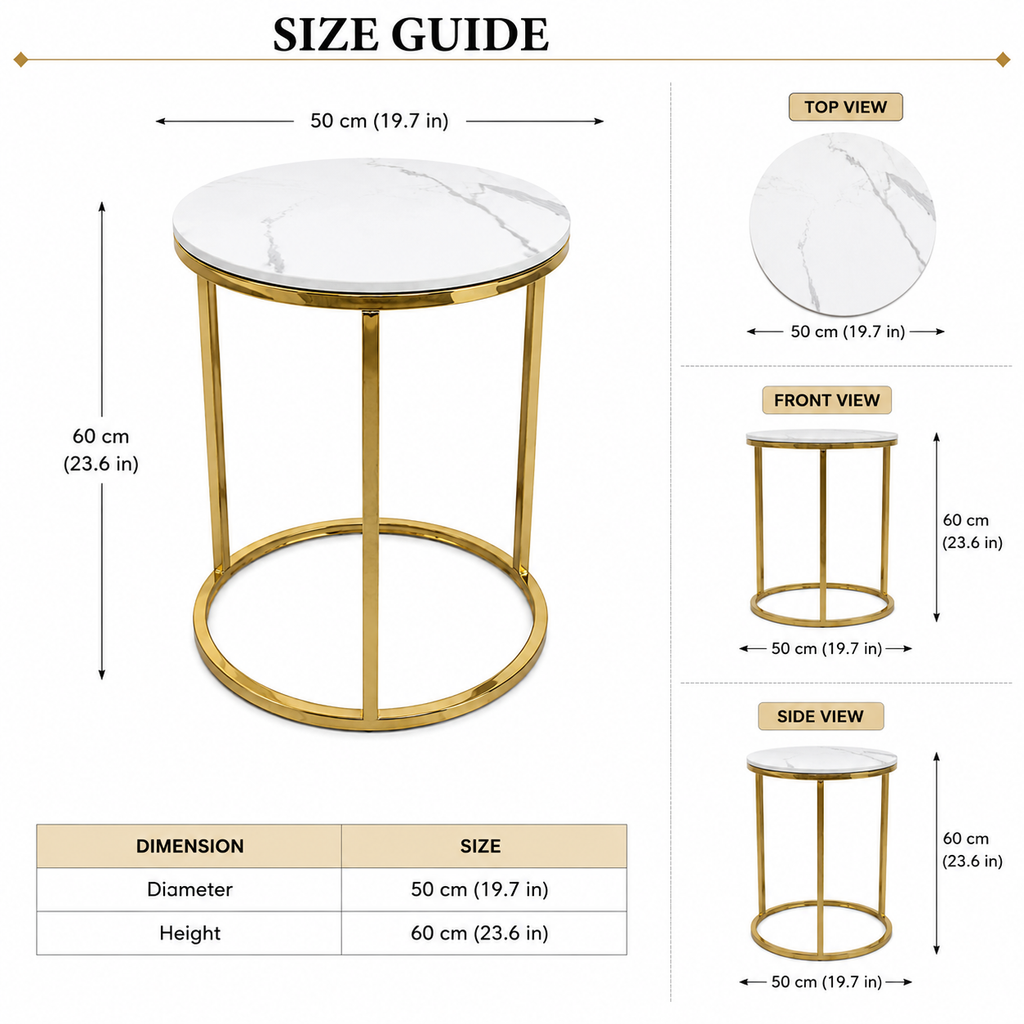 Round End Table With Marble Top