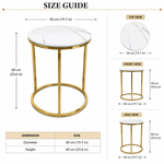 Round End Table With Marble Effect Top and Gold Frame