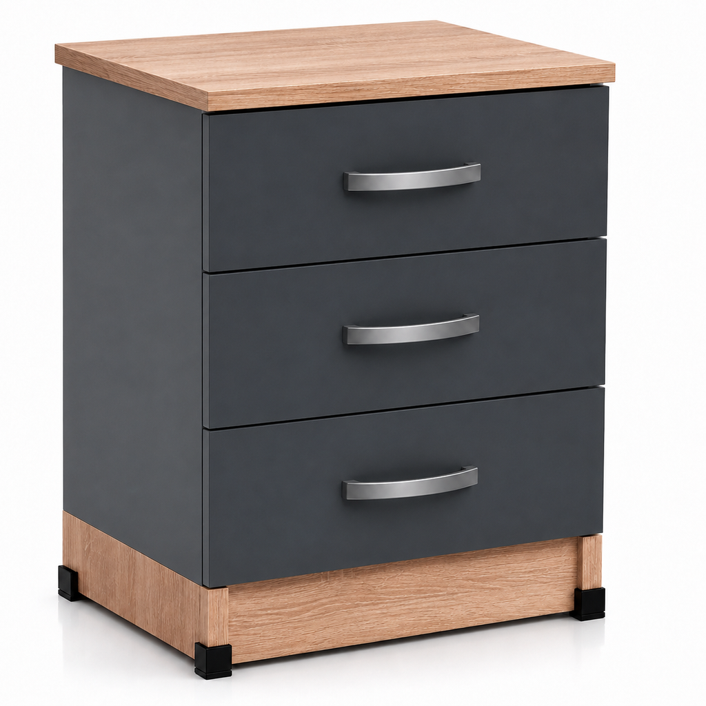 Modern 3-Drawer Bedside Cabinet