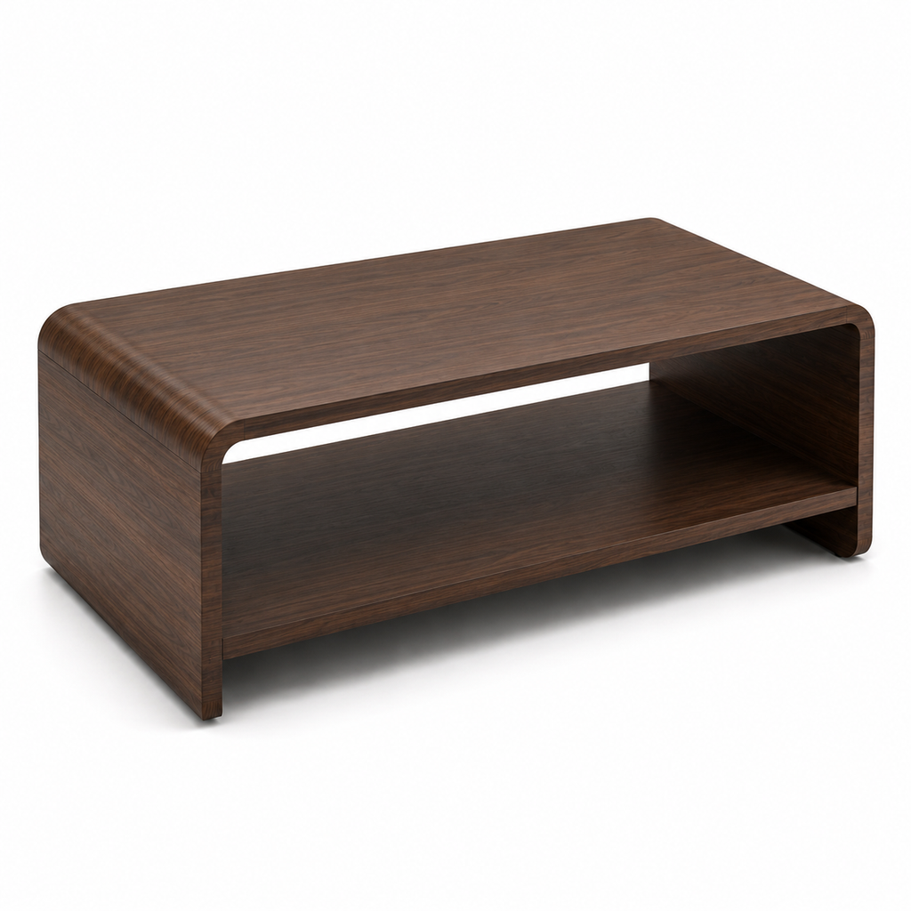 Curved Coffee Table With Storage Shelf