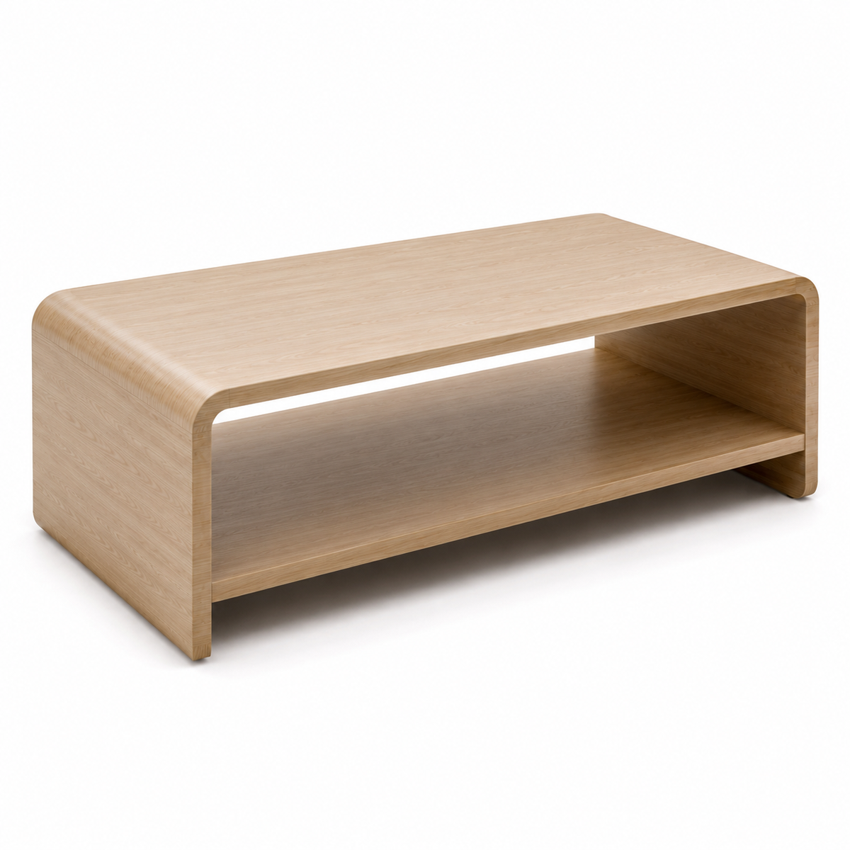Curved Coffee Table With Open Storage Shelf